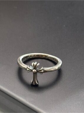 Chrome heart bubble gum cross ring